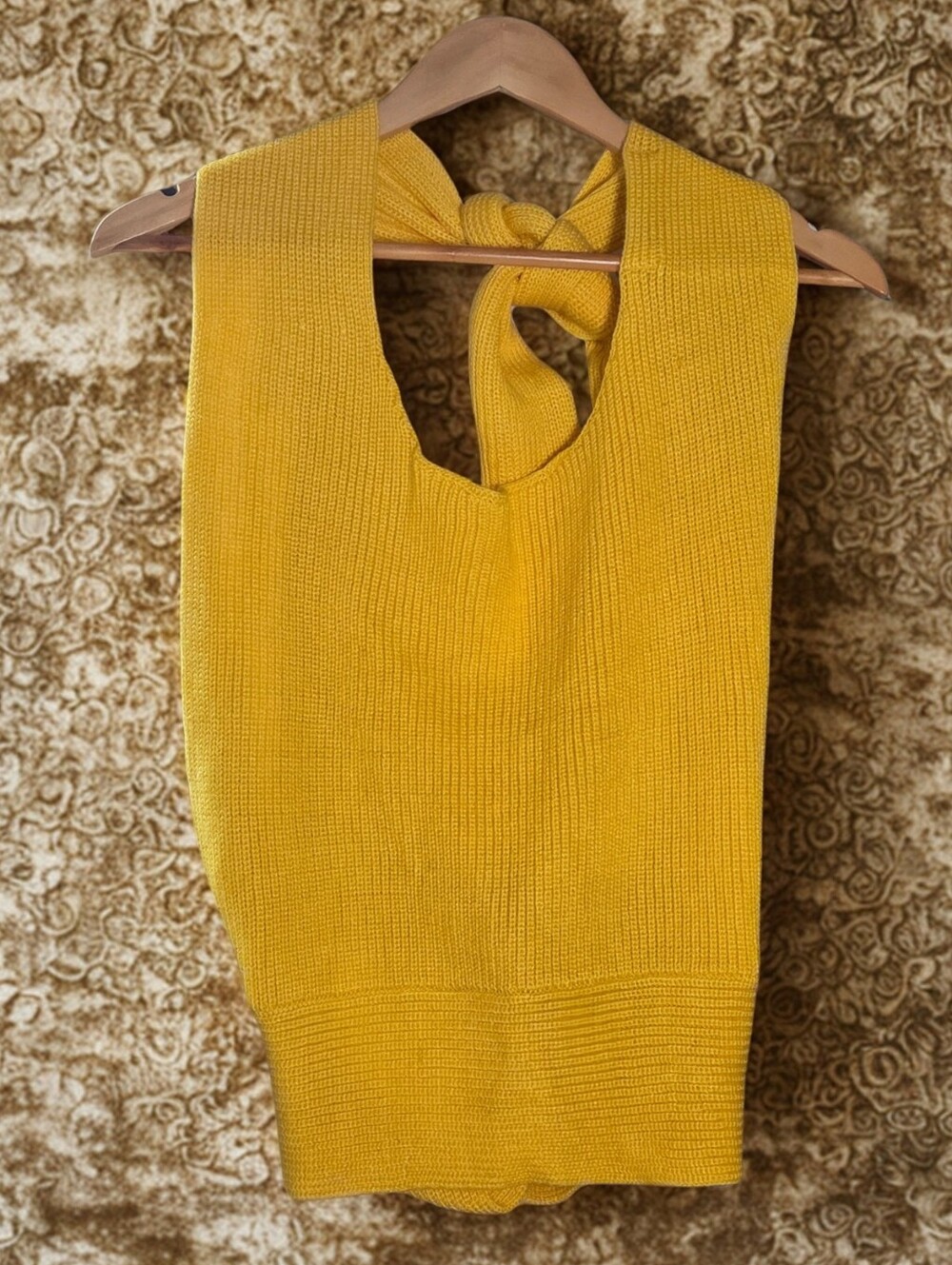 Free People Beach Yellow Backless Halter/Tank